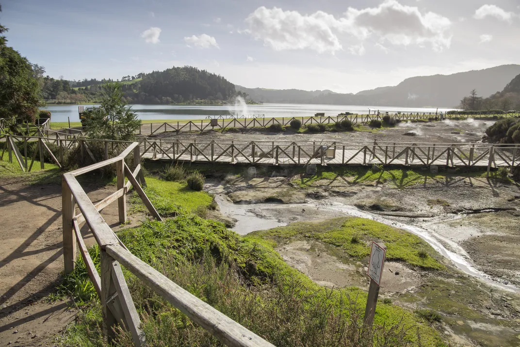 Fumaroles of Furnas Lake (in background), São Miguel