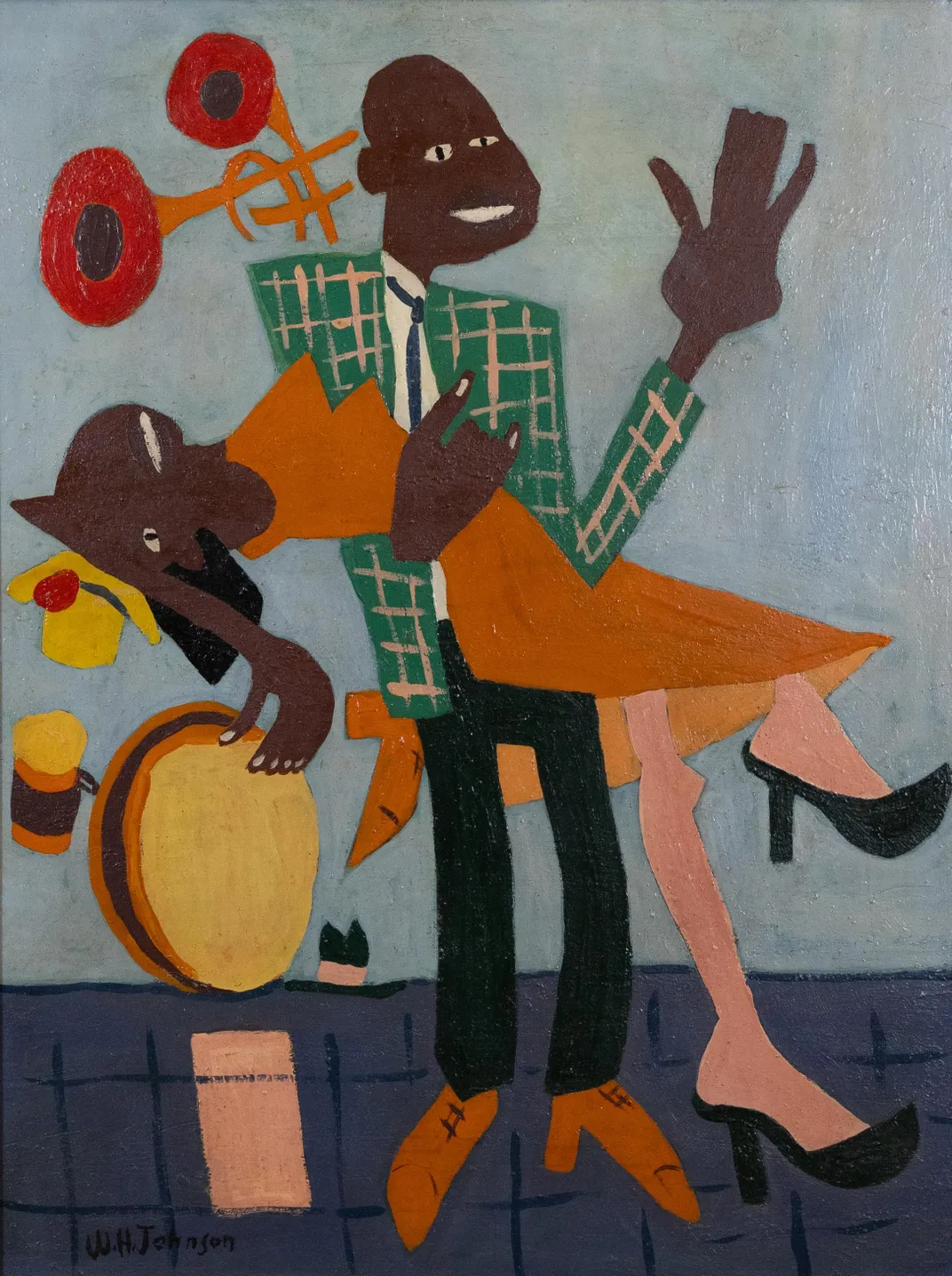 Jitterbugs (V), William H. Johnson, oil on cardboard, ca. 1942