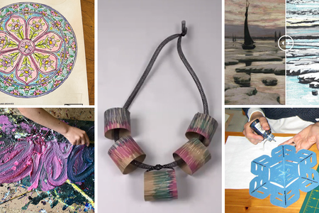 Five images of art projects inspired by the Smithsonian