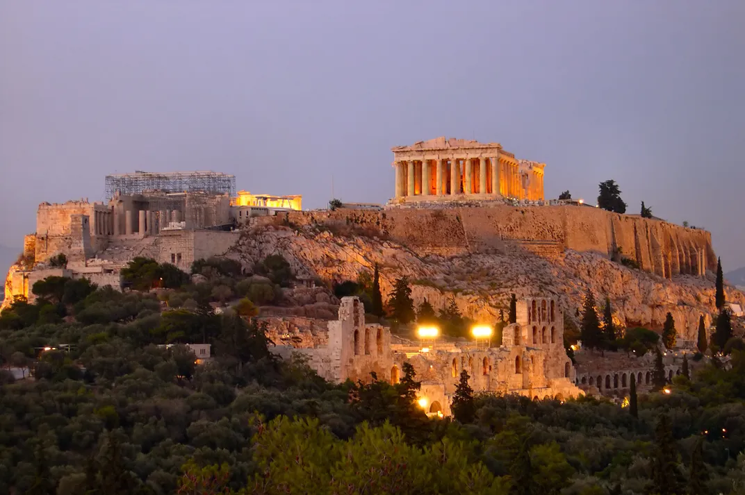 The Athens Acropolis at dusk