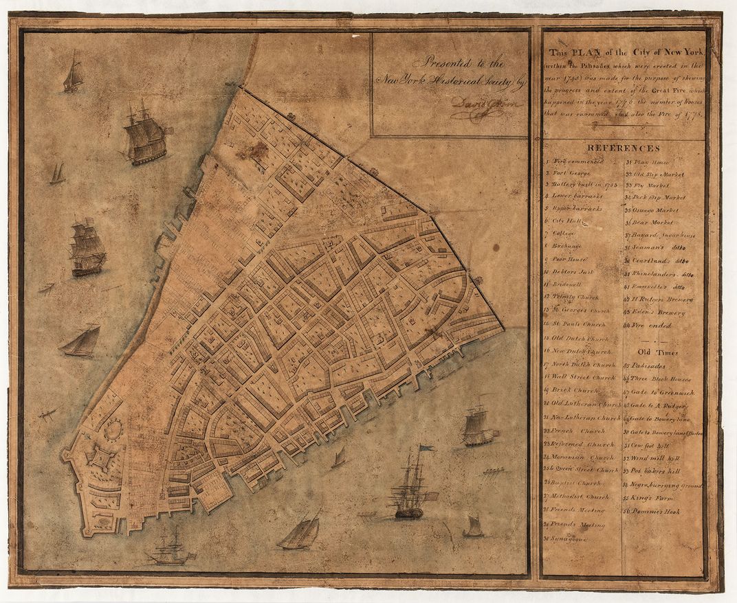 A map of Revolutionary-era New York City