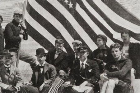 The B.A.A. team in the stadium in Athens. 