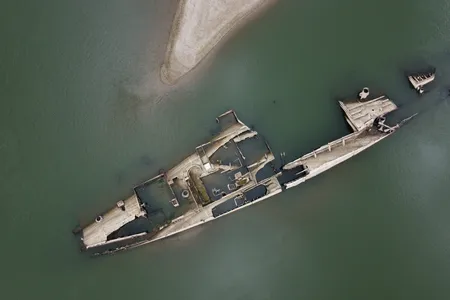 Earlier this month, scuttled World War II-era ships were visible in the Danube River near Prahovo, Serbia.

