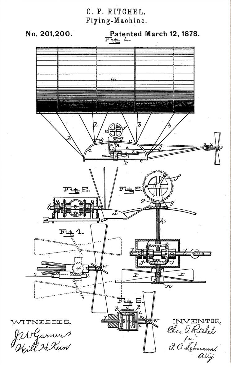 Ritchel's patent for his flying machine