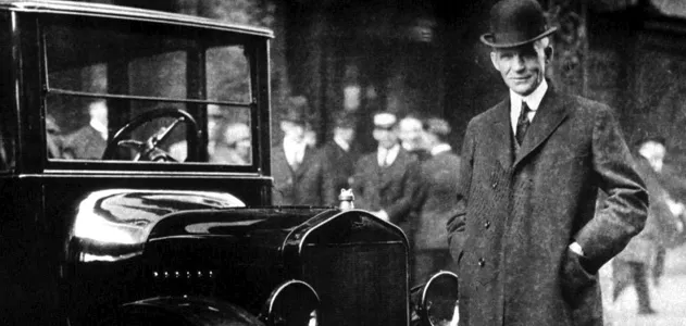 Henry Ford (with a Model T in Buffalo, New York, in 1921)