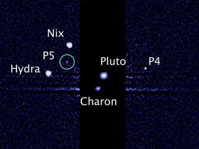 Hubble telescope image from July 7, 2012 showing Pluto’s moon P5