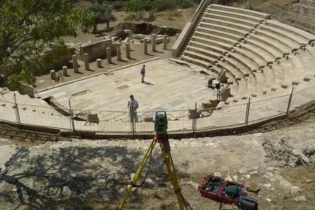 The city of Metropolis features structures from many eras. This theater dates to the Hellenistic period.