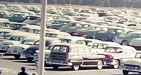 Some things never change: Disneyland's parking lot in the '50s.