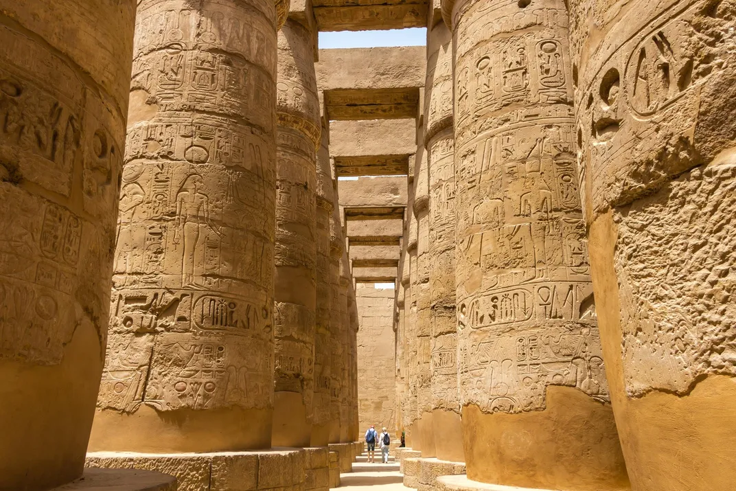 The grand Hypostyle Hall at the Temple of Karnak, Luxor