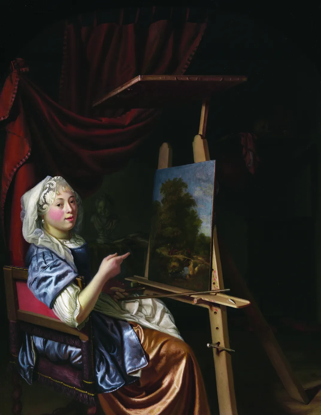 Self-Portrait in Her Studio, Maria Schalcken, circa 1680