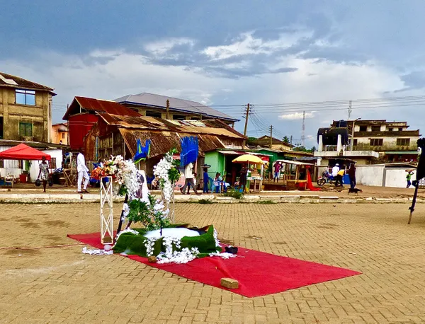 A Memorial to a Deceased Woman Stood in a Public Square, a Time of Reflection Prior to her Funeral thumbnail