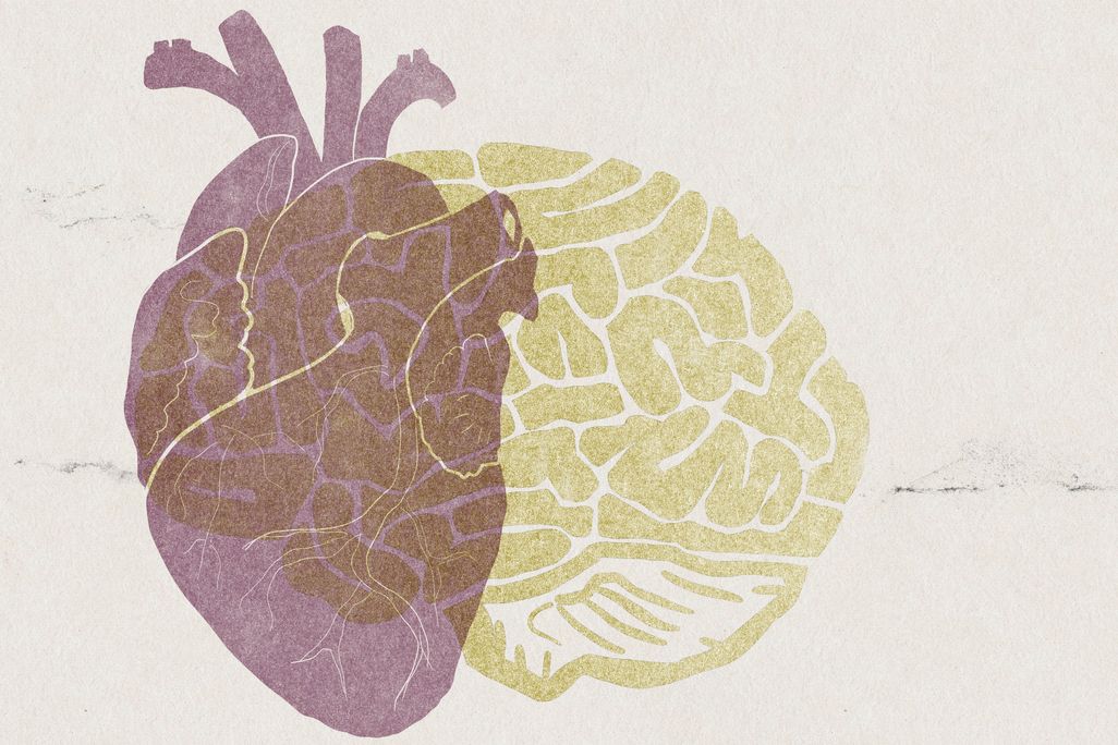 ink print of a heart and brain overlapping