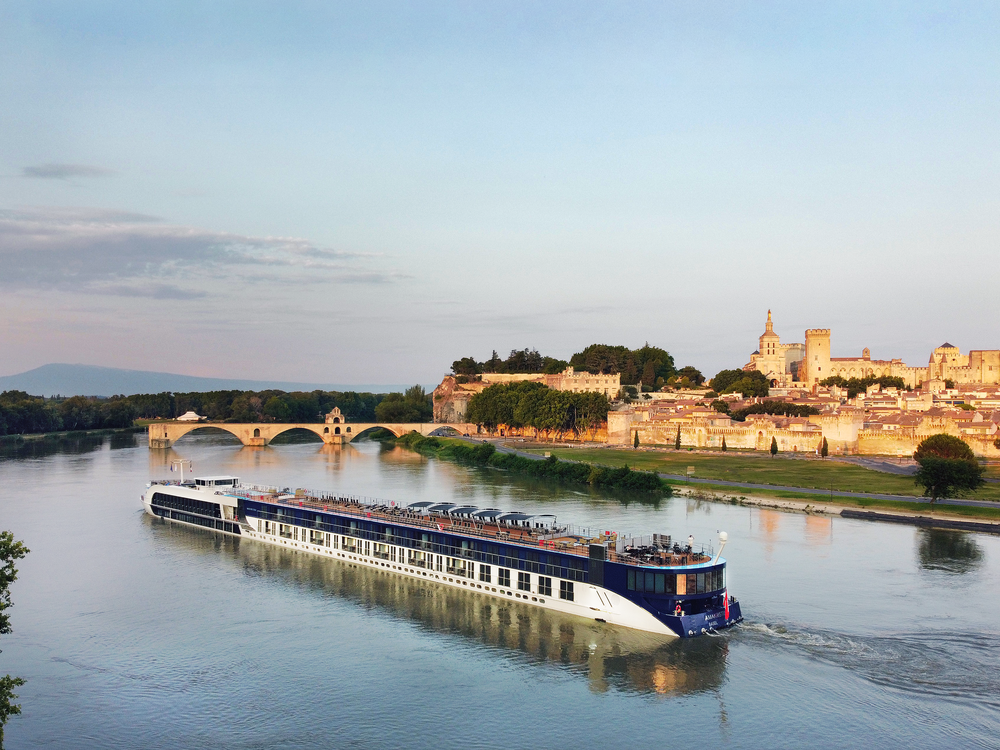 River cruise ship on river in France