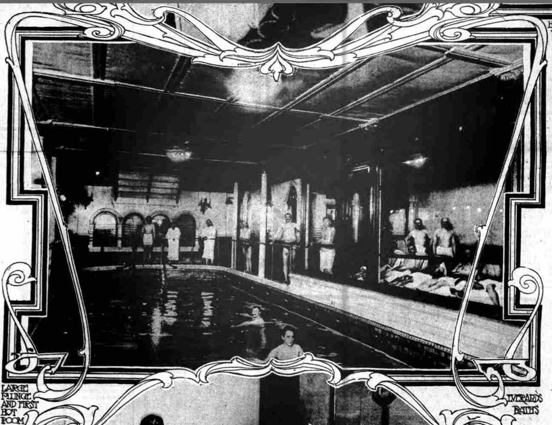 A 1905 photograph of a pool at the Everard Baths