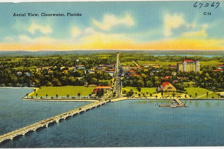 Researchers discovered 29 graves at the original site of the North Greenwood Cemetery, which operated in Clearwater, Florida, between 1940 and 1954. Pictured: An aerial view of Clearwater, circa 1930–45