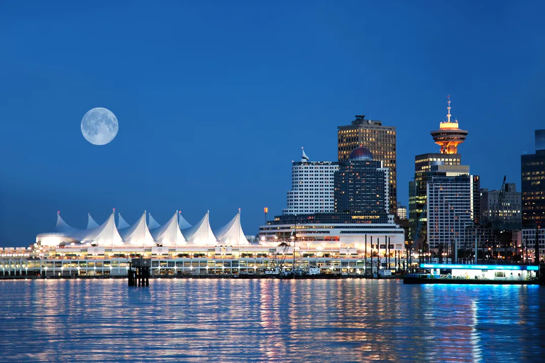 Vancouver harbor at night