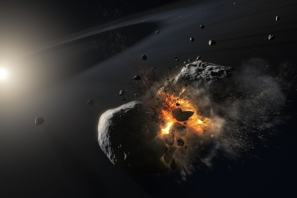 Artist's depiction of asteroid collision