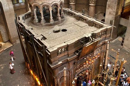 The Edicule which houses the remains of Jesus' tomb