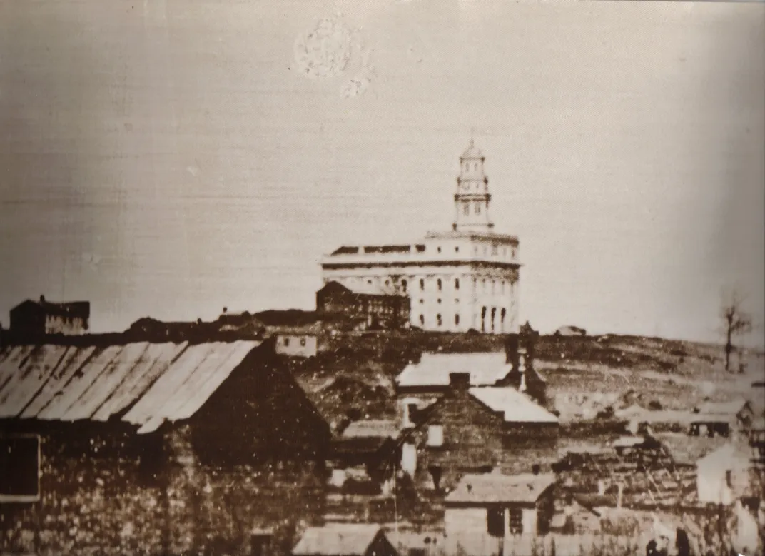 A daguerreotype of Nauvoo as it appeared at the time of the Mormon exodus