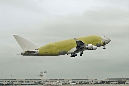 Boeing's Large Cargo Freighter takes to the sky.