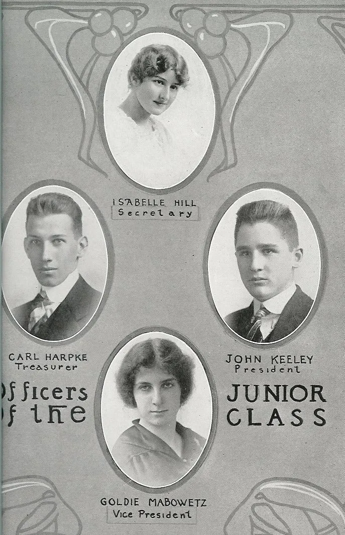 A page from Meir's high school yearbook