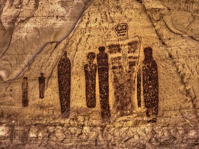 The painting called "Holy Ghost and His Companions" in Utah's Horseshoe Canyon
