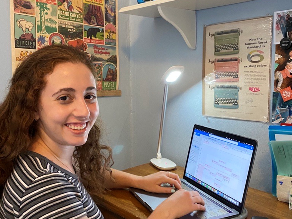 As a virtual intern with the National Museum of American History, Samara Angel, works on coordinating a meeting for her professional learning projects in Experience Design. (National Museum of American History)