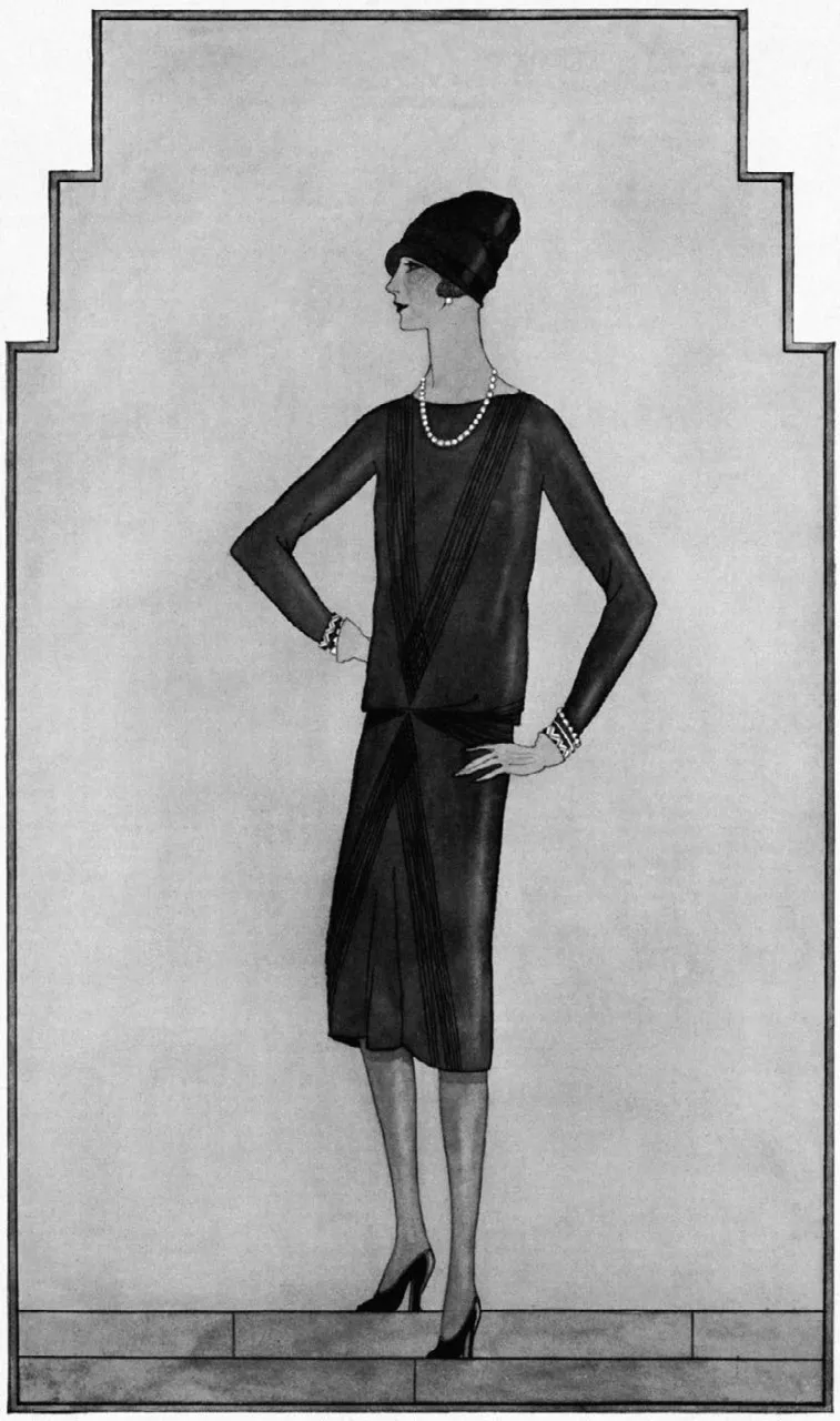 An illustration of Chanel’s little black dress by Main Rousseau Bocher from 1926