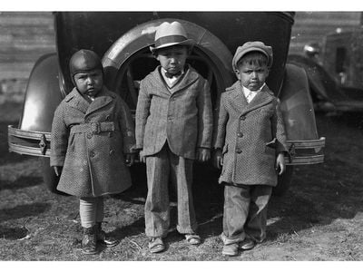 Left to right: Newton Poolaw (Kiowa), Jerry Poolaw (Kiowa), Elmer Thomas Buddy Saunkeah (Kiowa). Mountain View, Oklahoma, ca. 1928