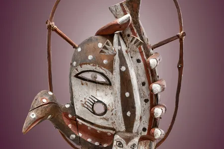 This elaborate dance mask (ca. 1900) with representations of a spirit, seal, fish, and bird held in a human hand, was made by a Yup’ik artist from Alaska and is part of a group of Native American artworks that will soon be integrated into the Metropolitan Museum's American Wing. 
