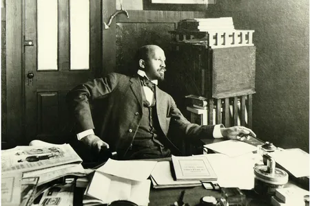 W.E.B. Du Bois at his desk at Atlanta University.