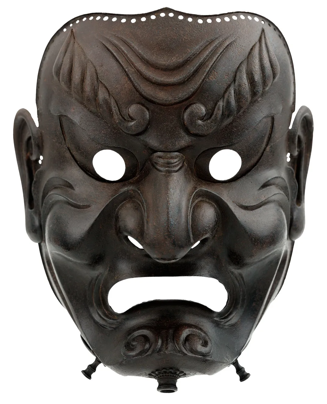 Full-face mask (Sōmen), signed by Myōchin Ki no Munenaga, iron, 1710
