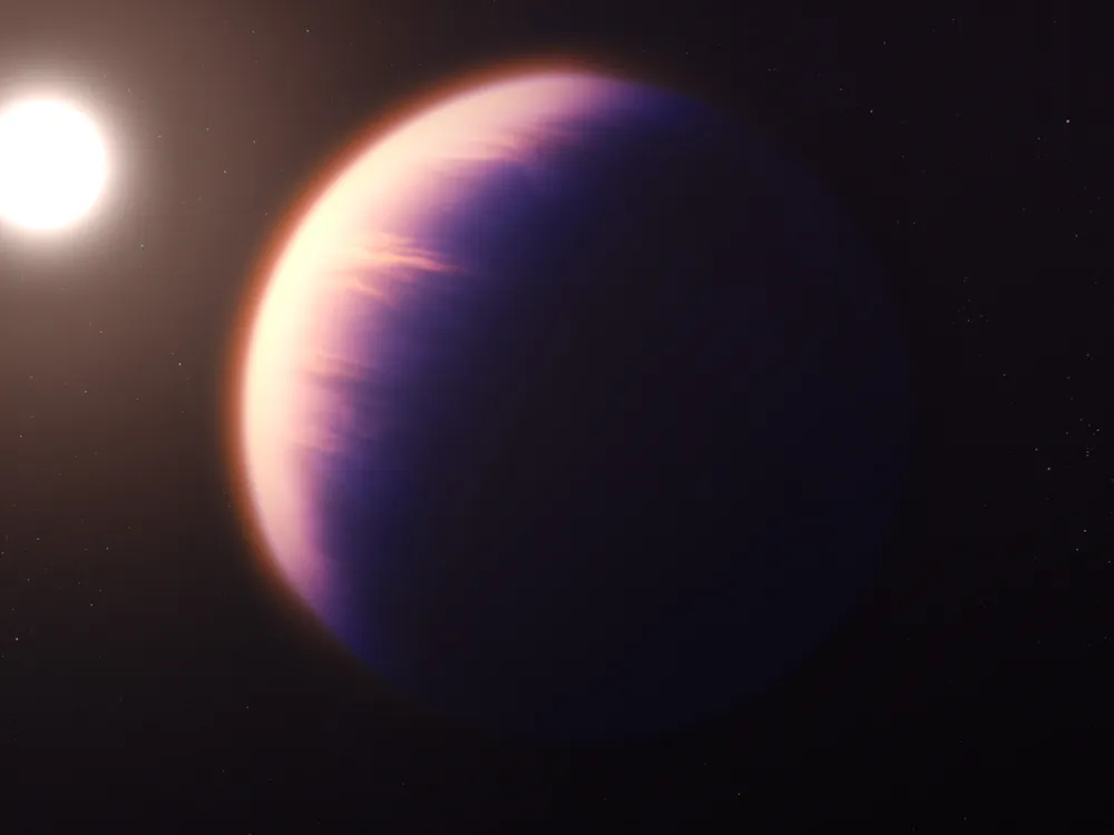 An artist's rendering of an exoplanet with its star in the background