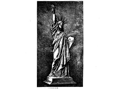 The original design patent for the Statue of Liberty included this image, which isn't the final picture of what it would look like, but shows how far Bartholdi's image was developed by the time he applied for the patent. 