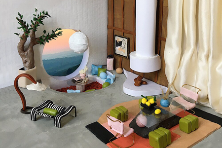 This miniature room design by Julie Dumas Rose is a finalist  in Eny Lee Parker's Clay Play challenge. 