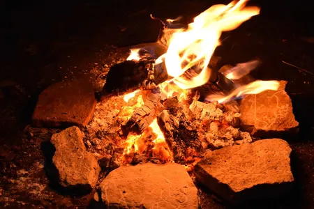 Replica plaquettes were placed next to a fire to see how ambient light made stone carvings of animals appear to move.