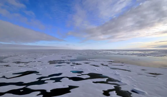 While this year’s Arctic sea ice extended further than last year’s, there still wasn’t as much of it as there was only two decades ago. Thinner and younger sea ice in winter and less ice in the summer are two of the many elements of the Arctic’s new reality. (Credit: Patrick Kelley, U.S. Coast Guard. Public domain.)