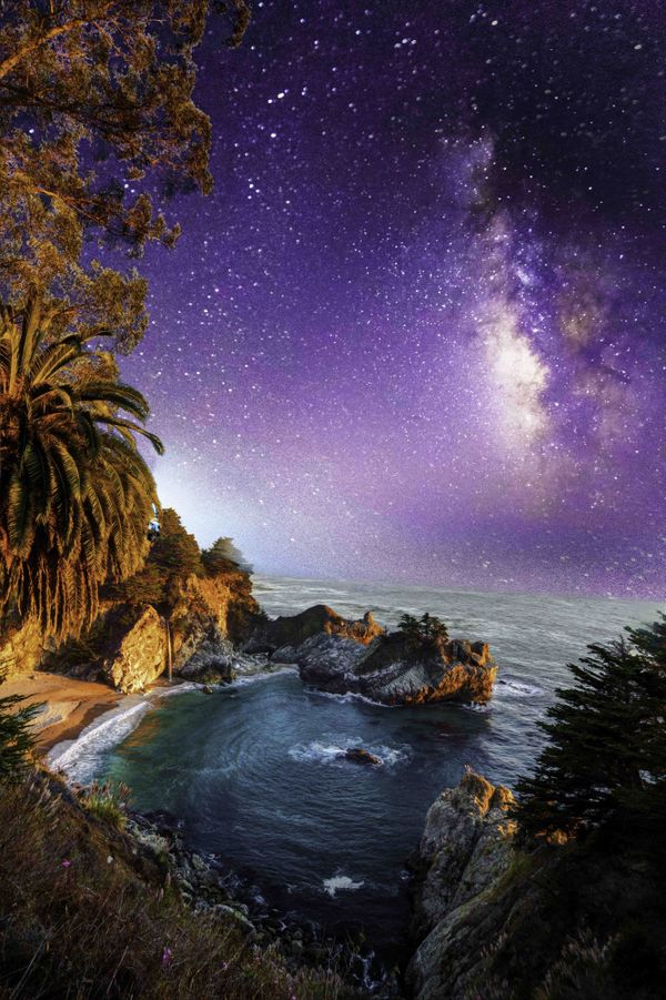 The Milky Way rises west of McWay Falls thumbnail