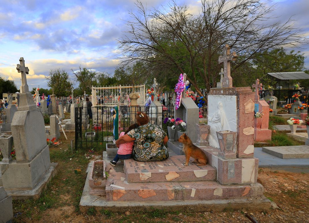 Family visits cemetery