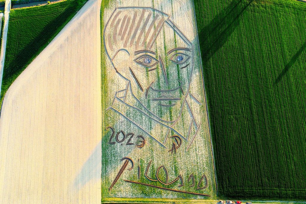 Italian Artist Uses Tractor to Create World's Largest Picasso Portrait