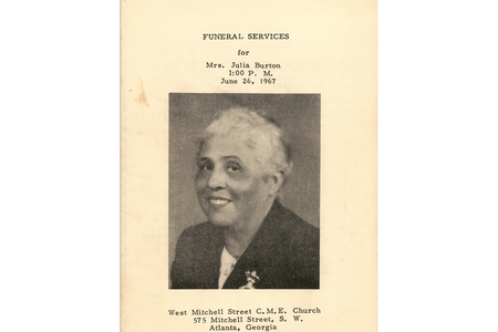 A 1967 funeral program for Mrs. Julia Burton