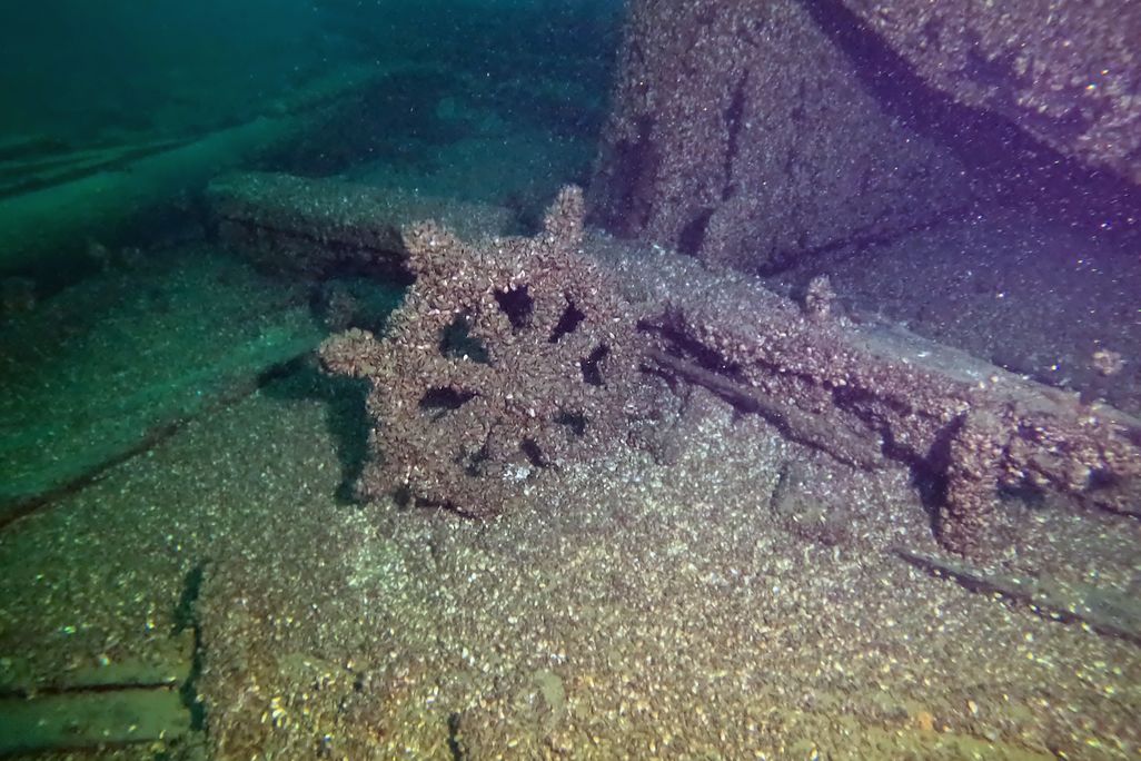 Shipwreck on the lake floor