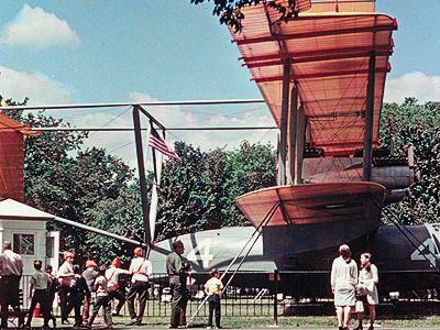 The U.S. Navy’s Curtiss NC-4 became the first aircraft to fly across the Atlantic Ocean, in May 1919.