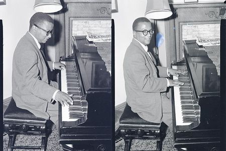 Billy Strayhorn playing piano in a home, May 26th,1952.