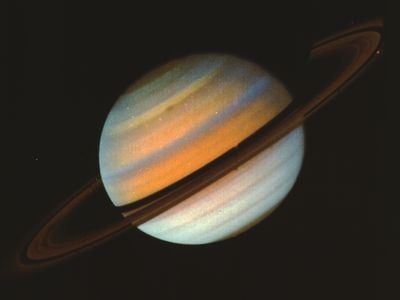 A photo of Saturn taken by NASA&#39;s Voyager 1 space probe from a distance of 34 million kilometers in 1980.&nbsp;