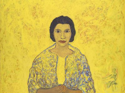 “Marian Anderson” by Beauford Delaney, oil on canvas, 1965. Virginia Museum of Fine Arts, Richmond, J. Hardwood and Louise B. Cochrane Fund for American Art; Photo by Travis Fullerton ©Virginia Museum of Fine Arts. Estate of Beauford Delaney, by permission of Derek L. Spratley, Esquire, Court Appointed Administrator 