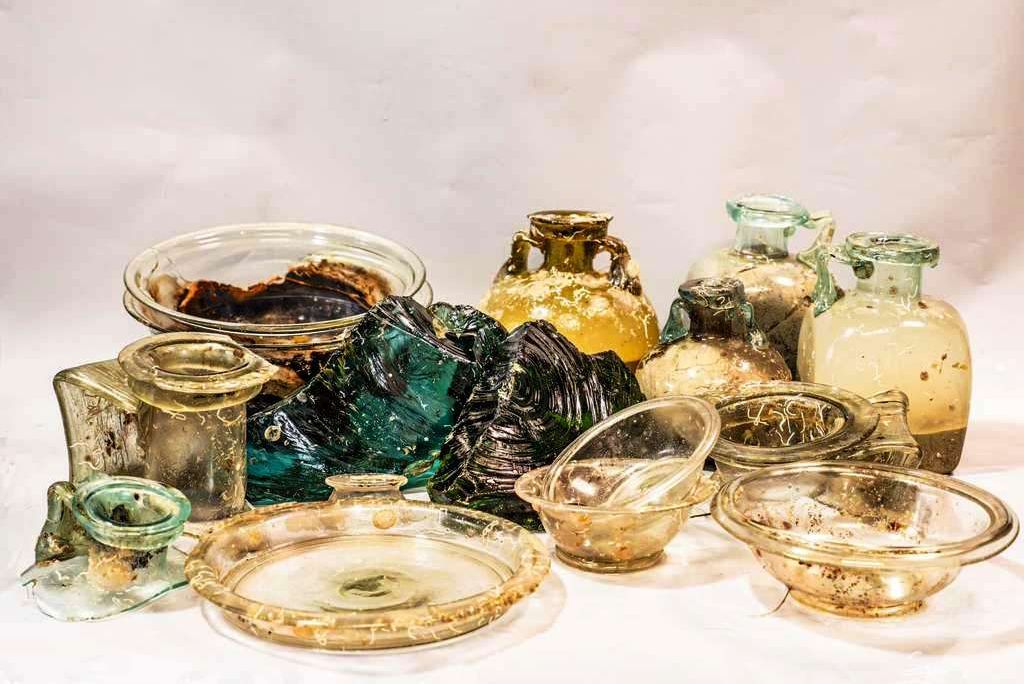 Pile of glass artifacts