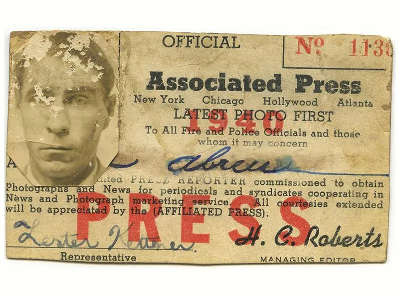 press pass for an AP reporter named Joe Abreu.