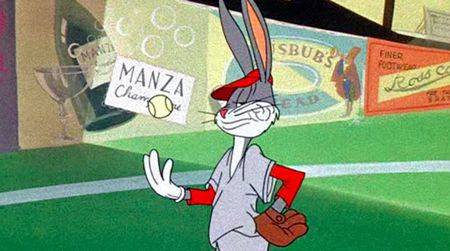 Bugs Bunny pitches in Baseball Bugs.