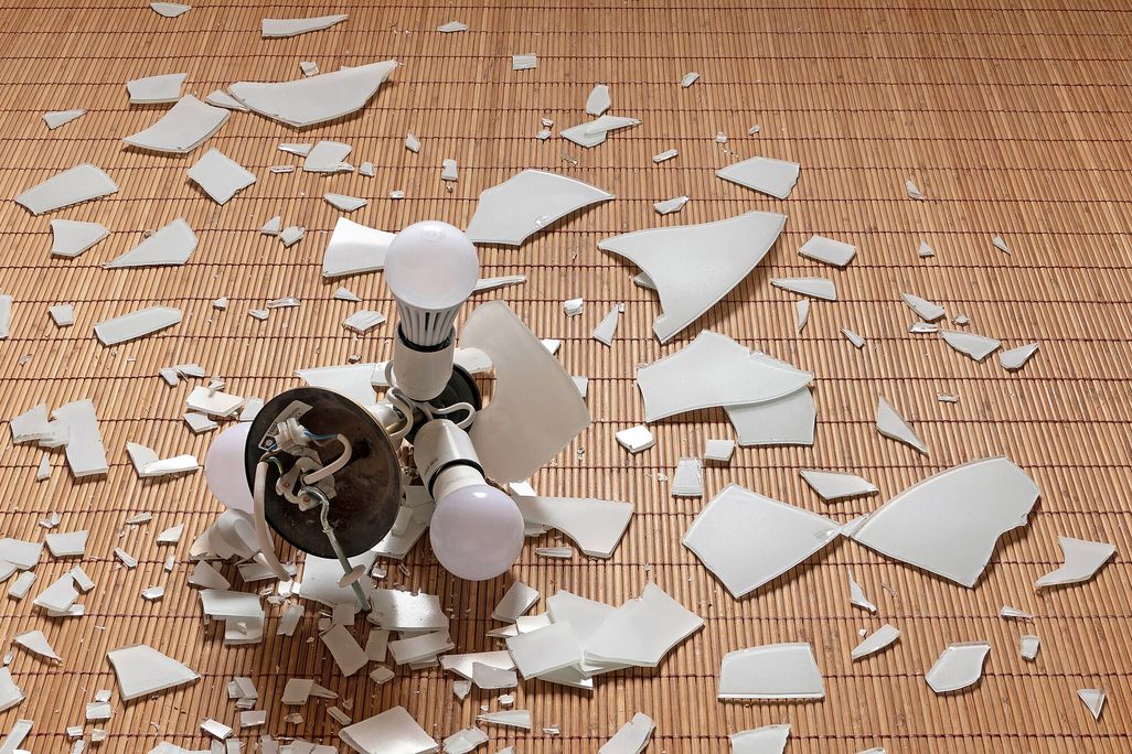 a fragmented light fixture